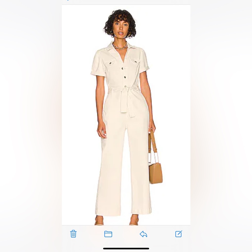 PAIGE Cream Short Sleeve Jumpsuit